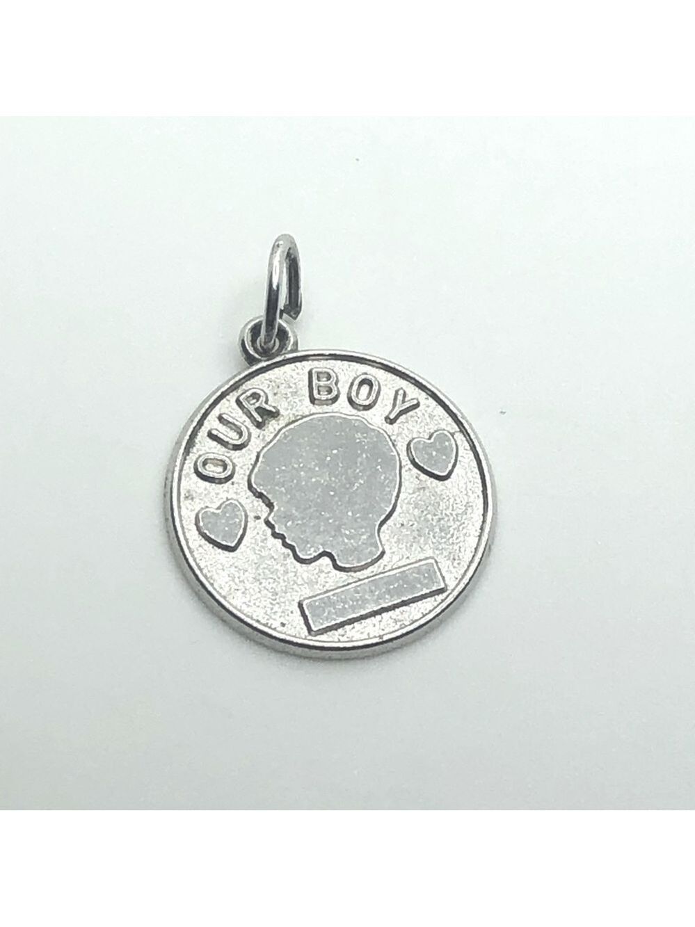 VTG Sterling Silver ‘ Our Boy ‘ Son / Grandson Circle Pendant Charm .9”